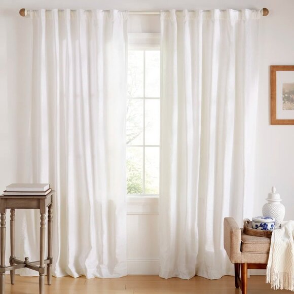 NEW Lauren Ralph Lauren Jenkins Curtain Panel White 50in x 84in Back Tab/Rod - Picture 1 of 5